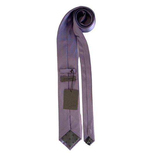 LAURA BIAGIOTTI UOMO Solid Purple Tie Silk Made In Italy 58